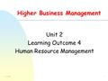 JW 20081 Higher Business Management Unit 2 Learning Outcome 4 Human Resource Management.