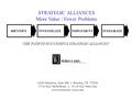 0 STRATEGIC ALLIANCES More Value / Fewer Problems IDENTIFYINVESTIGATEIMPLEMENTINTEGRATE “THE PATH TO SUCCESSFUL STRATEGIC ALLIANCES” 4200 Montrose, Suite.