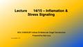 Lecture 14/15 – Inflamation & Stress Signaling BIOL 5190/6190 Cellular & Molecular Singal Transduction Prepared by Bob Locy Last modified -13F.