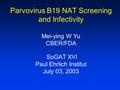 Parvovirus B19 NAT Screening and Infectivity Mei-ying W Yu CBER/FDA SoGAT XVI Paul Ehrlich Institut July 03, 2003.