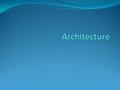 Architecture Planning and designing a successful system Use tried and tested techniques Easy to maintain Robust and long lasting.