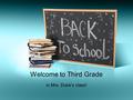 Welcome to Third Grade in Mrs. Duke’s class!. Welcome to Open House!