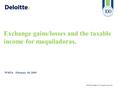 Exchange gains/losses and the taxable income for maquiladoras. WMTA - February 18, 2009 ©2009 Deloitte LLP. All rights reserved.