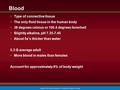 Copyright © 2009 Pearson Education, Inc., publishing as Benjamin Cummings Blood  Type of connective tissue  The only fluid tissue in the human body 