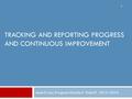 TRACKING AND REPORTING PROGRESS AND CONTINUOUS IMPROVEMENT AmeriCorps Program Directors’ Kickoff: 2015 – 2016 1.