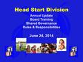 Head Start Division Annual Update Board Training Shared Governance Roles & Responsibilities June 24, 2014.