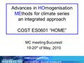 ES0601 Action progress report COST ES0601 MC5Bucuresti, 19-20 May 2010 Advances in HOmogenisation MEthods for climate series an integrated approach COST.