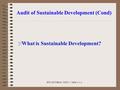 RTI, MUMBAI / DAY 1 / Slide 1.1.2 Audit of Sustainable Development (Cond)  What is Sustainable Development?