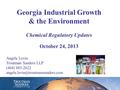 Georgia Industrial Growth & the Environment Chemical Regulatory Updates October 24, 2013 Angela Levin Troutman Sanders LLP (404) 885-2622