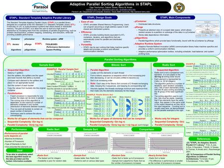Adaptive Parallel Sorting Algorithms in STAPL Olga Tkachyshyn, Gabriel Tanase, Nancy M. Amato