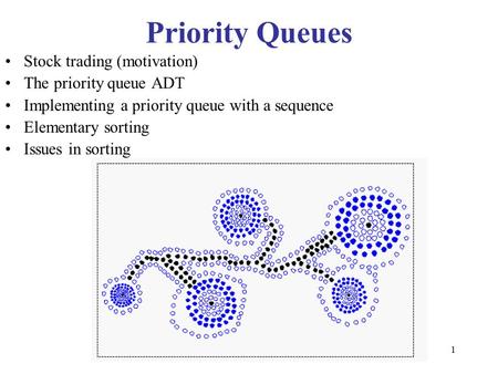 1 Priority Queues Stock trading (motivation) The priority queue ADT Implementing a priority queue with a sequence Elementary sorting Issues in sorting.