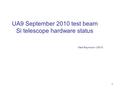 1 UA9 September 2010 test beam Si telescope hardware status Mark Raymond – 3/9/10.