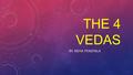 THE 4 VEDAS BY: NEHA PENDYALA. PRAYER TO GURUDEV om ajnana-timirandhasya jnananjana-salakaya caksur unmilitam yena tasmai sri-gurave namaha.