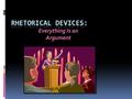Everything Is an Argument Whenever you read an argument, see an ad or commercial, you must ask yourself:  ” What is the author trying to get me to think.