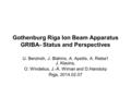 Gothenburg Riga Ion Beam Apparatus GRIBA- Status and Perspectives U. Berzinsh, J. Blahins, A. Apsitis, A. Rieba1 J. Klavins, O. Windelius, J.-Å. Wiman.