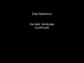 Data Reference the data landscape (continued). Surveys Census American community survey Current population survey General social survey California poll.