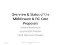 Overview & Status of the Middleware & EGI Core Proposals Steven Newhouse Interim EGI Director EGEE Technical Director 26/05/2016 Status of EGI & Middleware.