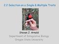 2.2 Selection on a Single & Multiple Traits Stevan J. Arnold Department of Integrative Biology Oregon State University.