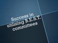 Success in utilizing B.E.S.T. committees. Practicum in Business- Medical Administration Central Texas College – helped build the program direction and.