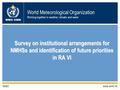 World Meteorological Organization Working together in weather, climate and water WMO OMM WMO www.wmo.int Survey on institutional arrangements for NMHSs.