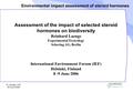 Environmental impact assessment of steroid hormones R. Laenge, LGE 09 June 2006 Assessment of the impact of selected steroid hormones on biodiversity Reinhard.