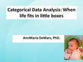 Categorical Data Analysis: When life fits in little boxes AnnMaria DeMars, PhD.