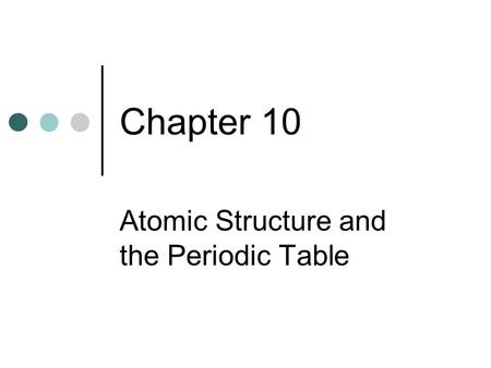 Atomic Structure and the Periodic Table