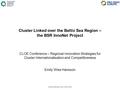 CLOE Conference, Tartu, 24 April 2007 Cluster Linked over the Baltic Sea Region – the BSR InnoNet Project CLOE Conference – Regional Innovation Strategies.