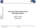 1Sep 30-Oct 1, 2009EFW I-CDR Instrument Critical Design Review EFW Flight Software Peter R. Harvey 2009 Aug 31 RBSP Radiation Belt Storm Probes RBSP Radiation.