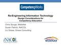 Re-Engineering Information Technology Design Considerations for Competency Education Chris Sturgis, MetisNet Susan Patrick, iNACOL Liz Glowa, Glowa Consulting.