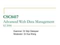 CSC8417 Advanced Web Data Management S2 2006 Examiner: Dr Stijn Dekeyser Moderator: Dr Hua Wang.