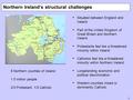 0 Northern Ireland’s structural challenges Situated between England and Ireland Part of the United Kingdom of Great Britain and Northern Ireland Protestants.