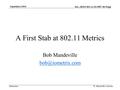 Doc.: IEEE 802.11-04-0987-00-0wpp Submission September 2004 B. Mandeville, Iometrix A First Stab at 802.11 Metrics Bob Mandeville