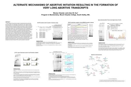 ALTERNATE MECHANISMS OF ABORTIVE INITIATION RESULTING IN THE FORMATION OF VERY LONG ABORTIVE TRANSCRIPTS Monica Chander and Lilian M. Hsu* Program in Biochemistry,