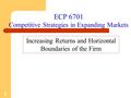 1 ECP 6701 Competitive Strategies in Expanding Markets Increasing Returns and Horizontal Boundaries of the Firm.