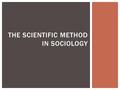 THE SCIENTIFIC METHOD IN SOCIOLOGY. Theoretical DEDUCTIVE Empirical INDUCTIVE Theoretical THE BASIC SCIENTIFIC METHOD.