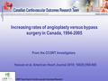 Increasing rates of angioplasty versus bypass surgery in Canada, 1994-2005 CIHR Team Grant in Cardiovascular Outcomes Research From the CCORT Investigators.