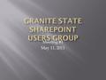 Meeting #1 May 11, 2011.  Meeting Agenda  A Word from our Sponsors  Group business  Chris Bortlik  Introducing SharePoint 2010  Q&A  Next Meeting.