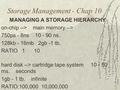 Storage Management - Chap 10 MANAGING A STORAGE HIERARCHY on-chip --> main memory --> 750ps - 8ns 10 - 90 ns. 128kb - 16mb 2gb -1 tb. RATIO 1 10 hard disk.