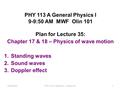 12/03/2012PHY 113 A Fall 2012 -- Lecture 351 PHY 113 A General Physics I 9-9:50 AM MWF Olin 101 Plan for Lecture 35: Chapter 17 & 18 – Physics of wave.