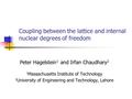 Coupling between the lattice and internal nuclear degrees of freedom Peter Hagelstein 1 and Irfan Chaudhary 2 1 Massachusetts Institute of Technology 2.