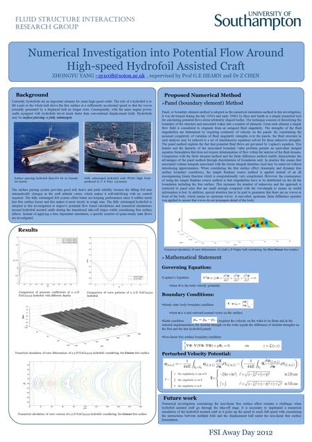 Numerical Investigation into Potential Flow Around High-speed Hydrofoil Assisted Craft ZHONGYU YANG supervised by Prof G.E HEARN and.