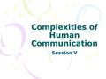 Complexities of Human Communication Session V. Communication Iceberg Visibility and invisibility of human communication.