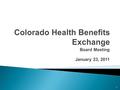 Board Meeting January 23, 2011 1. Drafts of both the Technology and Service RFP and the Program Management Office RFP have been released and reviewed.