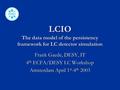 LCIO The data model of the persistency framework for LC detector simulation Frank Gaede, DESY, IT 4 th ECFA/DESY LC Workshop Amsterdam April 1 st -4 th.