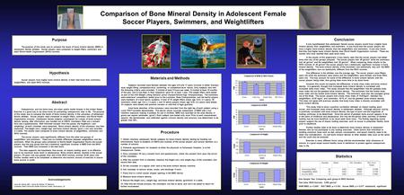 Comparison of Bone Mineral Density in Adolescent Female Soccer Players, Swimmers, and Weightlifters Materials and Methods Subjects recruited were females.