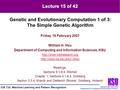 Kansas State University Department of Computing and Information Sciences CIS 732: Machine Learning and Pattern Recognition Friday, 16 February 2007 William.