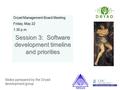 Dryad Management Board Meeting Friday, May 22 1:30 p.m. Session 3: Software development timeline and priorities Slides pprepared by the Dryad development.