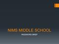 NIMS MIDDLE SCHOOL PASSWORD BRIEF. What is a Password?  It is a string of alphanumeric characters that can be used to allow access to multiple things.