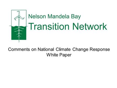 Comments on National Climate Change Response White Paper.